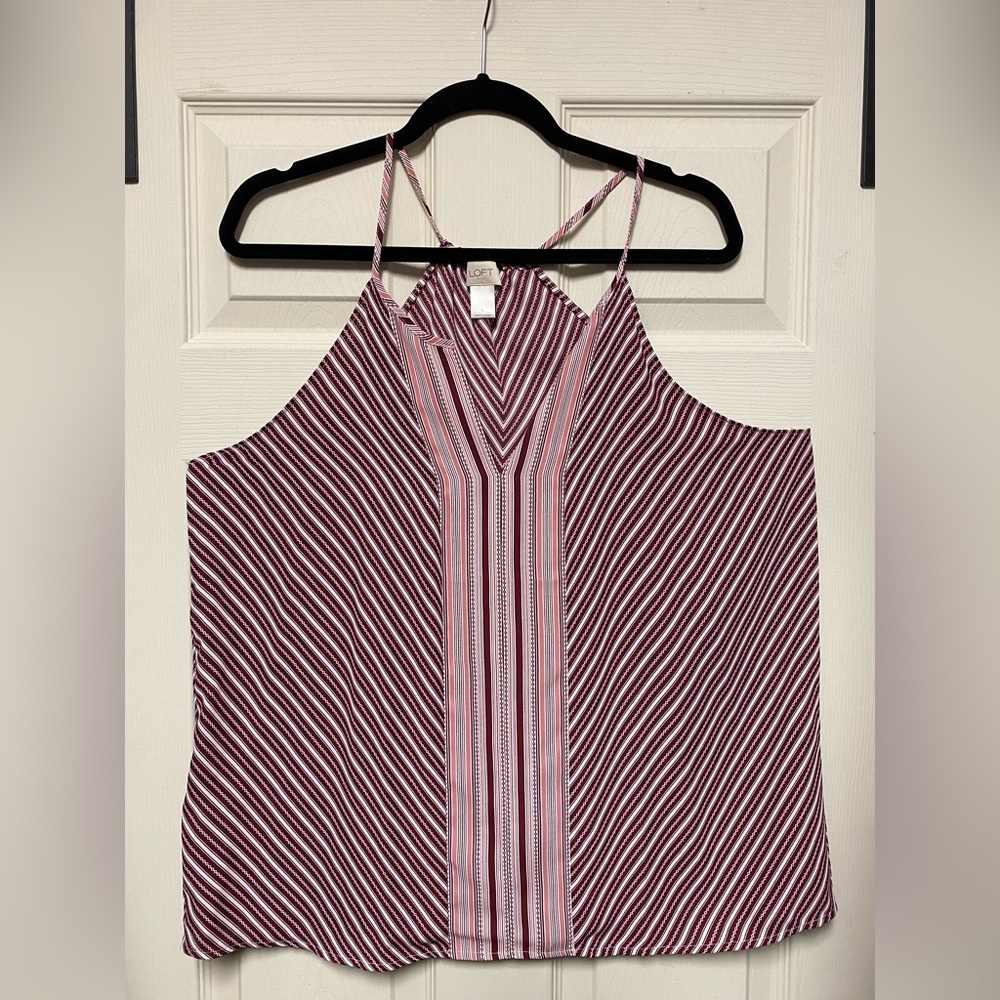 Women’s Burgundy and Pink Striped Tank from Loft Outlet